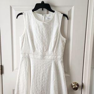 Calvin Klein Dress, Size 6, White,Flared Skirt, Sleeveless